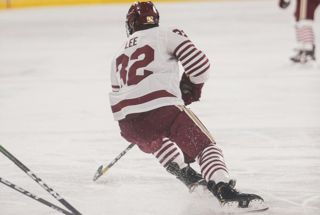Un joueur de Hockey en plein match